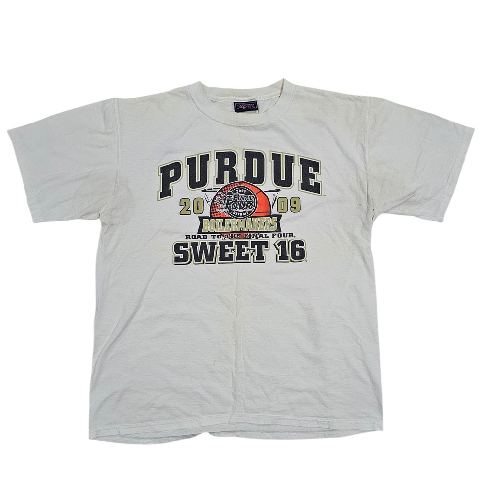 Jansport 2009 Men L White Purdue Boilermakers Sweet 16 T-Shirt Graphic Tee